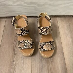 Soda Snakeskin Patterned Wedge Sandals